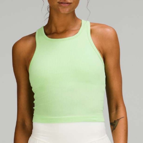 lululemon athletica Tops - Lululemon Ebb to Street Cropped Racerback Tank Top in Scream Green Light Sz 12